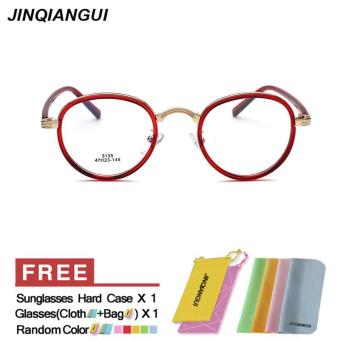 JINQIANGUI Glasses Frame Men Round Retro Plastic Eyewear Red Color Spectacle Frames for Nearsighted Glasses - intl