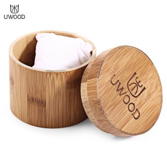 UWOOD Carbonized Bamboo Watch Box Cylindric Shape Case with Pillow - intl