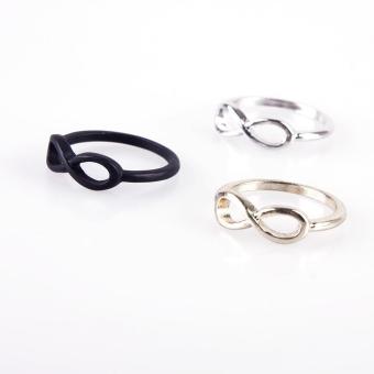 BUYINCOINS Fashion Punk Rock Simple Metal Infinite Infinity Sign Bowknot Bow Finger Ring Black - intl