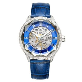 yeopor Wei Na (Davena) with a couple of tables watch waterproofleather watch Mens watch mechanical watch hollow large dial wrist31205 birthday gift 31205 white (Blue) - intl