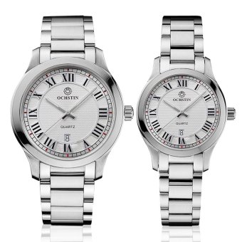 xfsmy OCHSTIN Swiss brand couple quartz watch men and women with a waterproof stainless steel business trend of high-end watches calendar (silver) - intl