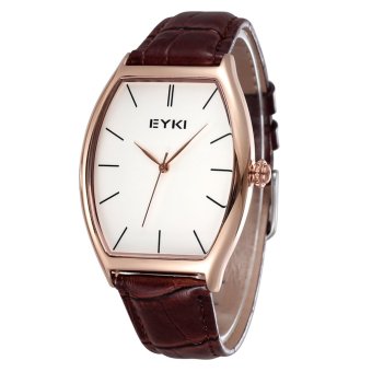 CITOLE Fashion Casual Wristwatches Genuine Leather Strap Watch Women Men Tonneau Dial EYKI Brand Lovers' Watches (brown)