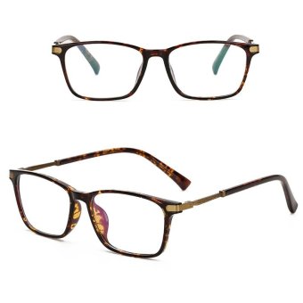 JINQIANGUI Fashion Glsses Frame Rectangle Glasses Leopard Frame Glasses Plastic Frames Plain for Myopia Men Eyeglasses Optical Frame Glasses - intl