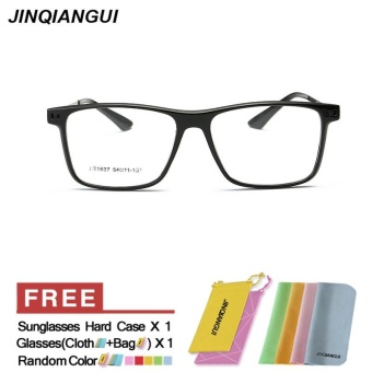 JINQIANGUI Fashion Glasses Frame Square Glasses BrightBlack Frame Glasses Plastic Frames Plain for Myopia Men Eyeglasses Optical Frame Glasses - intl