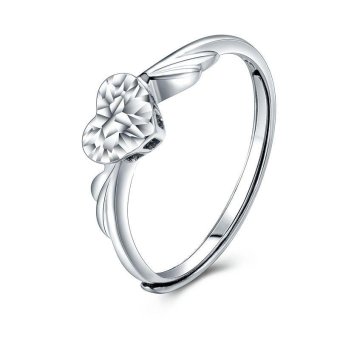 Heart Shape Ring for Women Romantic Plain Silver Color Adjustable Ring - intl