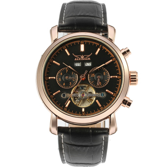 Jargar Men Mechanical Dress Watch Tourbillon Automatic Wristwatch Black Leather Strap Gift Box JAG540M3R1 (Black)