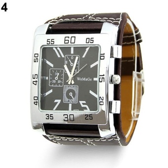 NEW Fashion Unisex Men Women Leather Band Square Dial Quartz Wrist Watch classic watch cool - intl