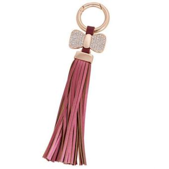 Hang-Qiao Charm Tassel Pendant Women Bag Key Chains Car Diamonds Bowtie Hang Decorations Rose