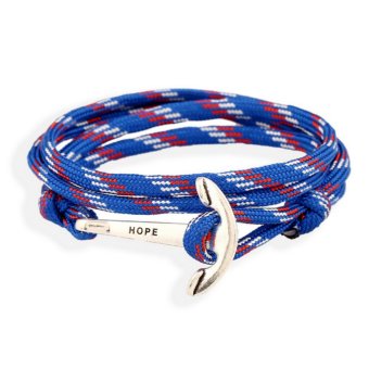 CE Fashion Sailing Navy Wind Anchor Anchor Knitting Nylon Bracelet Leather Necklace Couple Bracelet Men Bracelet Punk Bracelet Blue - intl