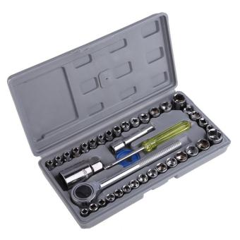 Universal Aiwa Kunci Pas 40 Pcs Multipurpose Combination Socket Wrench Set with 1/4 Ratchet Handle