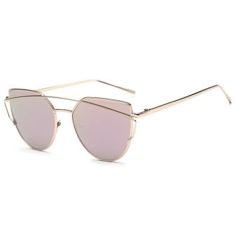 Vintage Metal Frame Cat Eye Sunglasses Brand Designer Mirror Sunglasses Women Fashion UV400 Points Lady Retro Sun Glasses CJ2226-06 (Pink)