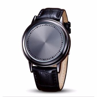 FC Smart round leather belt simple waterproof LED watch tide male and female couple - intl