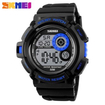 Relogio Digital Sport Watches Men Digital Watches 50M Waterproof Multifunction Climbing Dive LED Men's Wristwatch Digital-watch(Blue) - intl
