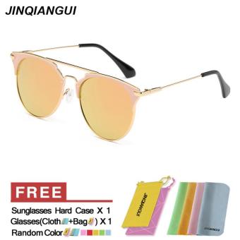 JINQIANGUI Sunglasses Men Half Frame Titanium Frame Sun Glasses BarbiePink Color Eyewear Brand Designer UV400 - intl