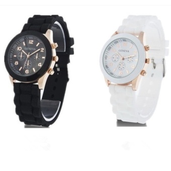 Unisex Women Mens Geneva Silicone Jelly Sports Quartz Wrist Watch Student Casual Watches - intl
