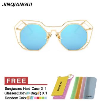 JINQIANGUI Sunglasses Women Irregular Titanium Frame Sun Glasses Blue Color Eyewear Brand Designer UV400 - intl