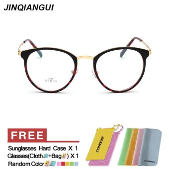 JINQIANGUI Glasses Frame Men Round Retro Titanium Eyewear Leopard Color Spectacle Frames for Nearsighted Glasses - intl