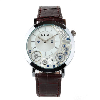 EYKI EET8816L-S0107 Men's Fashion Casual PU Leather Strap Quartz Waterproof Wristwatch (Brown)