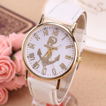 CE Rome digital gold anchor watch female models Geneva ladies watch Europe and the United States selling fashion single product watch selling single product round dial White strap pattern dial - intl