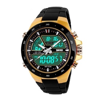 Thinch 1016 Men Dual Display Waterproof Multi-function LED Sports Watch (Gold)