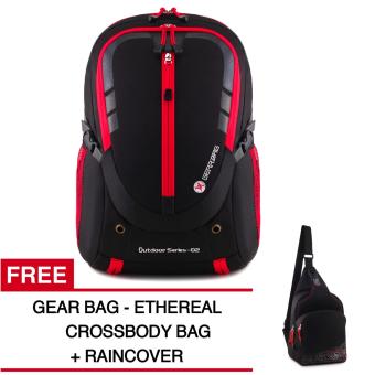 Gear Bag - Rebellion K2-SO Tas Laptop Backpack - Black Red + Raincover + FREE Gear Bag - Ethereals Crossbody