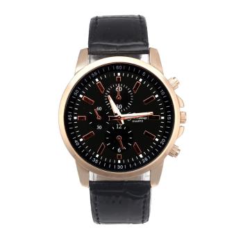 Feitong relogio masculino Luxury Brand Gold Watches Men Women PU Leather Three Eye Dial Quartz Wristwatch Couple relogios clock WA2528