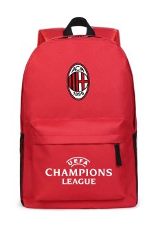 MeYoung AC Milan and UEFA Champions League Logo Backpack (Red)