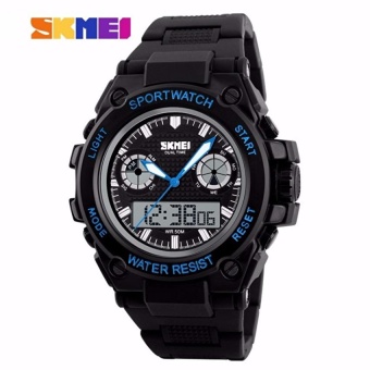 SKMEI Men Sport LED Watch Water Resistant 30m Jam Tangan Sport LED AD1217 - Black Blue + Box Original SKMEI