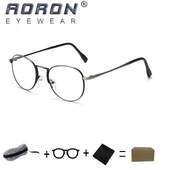 [Buy 1 Get 1 Freebie] AORON Brand Retro Reading Glasses Anti-fatigue Computers Glasses Anti-blue Light Eyeglasses 1001(Silver) - intl
