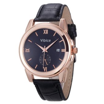 Fashion Men's Quartz Analog Sport Wrist Stainless Steel Casual Leather Watch - intl