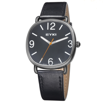 Eyki Fashion Brand Quartz Male Watch Big Digit Leather Strap Watches (Black)