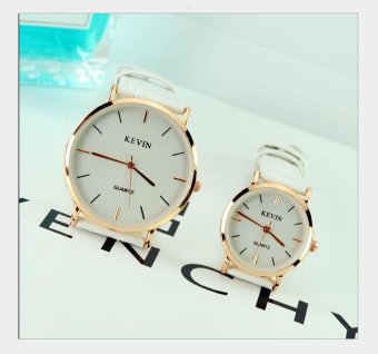 CE set of two Korean fashion fashion watches female models couple watches male electronic watches quartz students belt table fashion single product watch selling single product round dial White strap white dial - intl