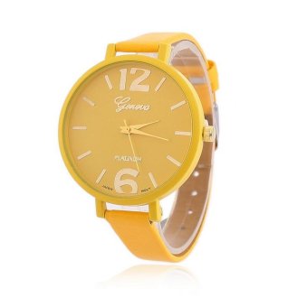 CE Geneva Belt Watch Women's Big Dial Scales Digital Scale Women's Table Candy Color Table Fashion Single Item Hot Items Single Item Round Dial Yellow Strap Yellow Dial - intl