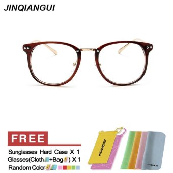 JINQIANGUI Fashion Mens Glasses Frame Square Glasses Brown Frame Glasses Plastic Frames Plain for Myopia Men Eyeglasses Optical Frame Glasses - intl