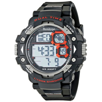 Armitron Sport Mens 40/8309RED Grey Cased Digital Chronograph Black Resin Strap Watch - intl