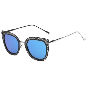 Summer Cat Eye Sunglasses Women Polarized Mirror Coating Sunglasses Brand Designer Vintage Retro Sun Glasses Oculos WDP078-04 (Blue)