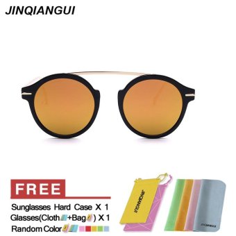 JINQIANGUI Sunglasses Men Polarized Round Retro Plastic Frame Sun Glasses Orange Color Eyewear Brand Designer UV400 - intl