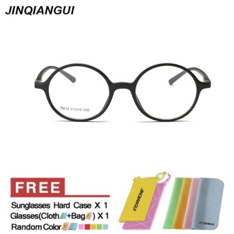 JINQIANGUI Men's Fashion Glasses Frame Vintage Retro Round Glasses Black Frame Glasses Plastic Frames Plain for Myopia Men Eyeglasses Optical Frame Glasses - intl