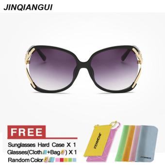 JINQIANGUI Sunglasses Women Butterfly Plastic Frame Sun Glasses BrightBlack Color Eyewear Brand Designer UV400 - intl