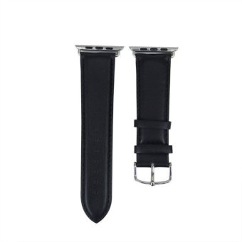 GAKTAI Replacement Leather Watch Band Link Strap Watchband with Connector adapter For iwatch Apple Watch 42MM - Black - intl