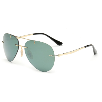 Sunglasses Polarized Men Mirror Shield Sun Glasses GreenGold Color Brand Design (Intl)