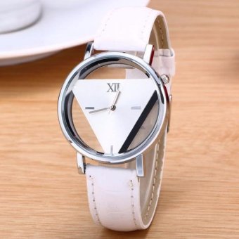 Mens Womens Unique Hollowed-out Triangular Dial Black Fashion Watch White - intl
