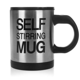 Coffe Cup Self Stirring / Gelas Kopi Pengaduk Otomatis - Silver