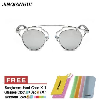 JINQIANGUI Sunglasses Women Cat Eye Retro Titanium Frame Sun Glasses Silver Color Eyewear Brand Designer UV400 - intl