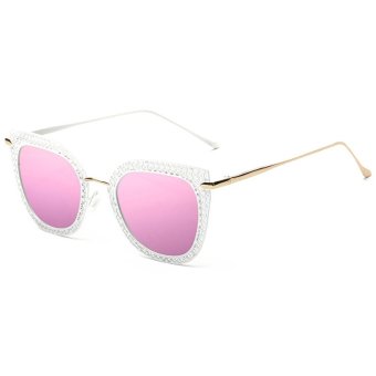 Summer Cat Eye Sunglasses Women Polarized Mirror Coating Sunglasses Brand Designer Vintage Retro Sun Glasses Oculos WDP078-05 (Pink)