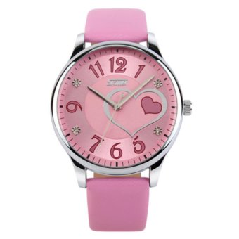 SKMEI Womens Automatic Watch Womens Fashion Leather clock top quality famous china brand waterproof luxury military vintage(Pink) - intl