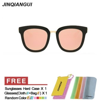 JINQIANGUI Sunglasses Women Polarized Square Plastic Frame Sun Glasses Rose Color Eyewear Brand Designer UV400 - intl