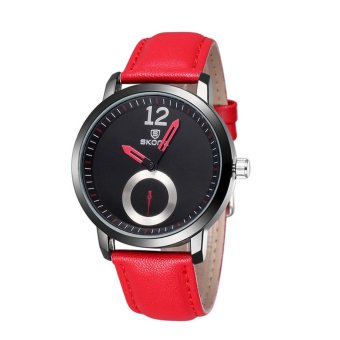 360DSC New Unique Dial Lovers Watch Women's Quartz Movement PU Leather Band Wrist Watch 5015 - Red - intl