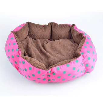 360DSC Soft Fleece Cute Dots Printing Pet Dog Puppy Cat Warm BedHouse Plush Cozy Nest Mat Pad - Rosy/S