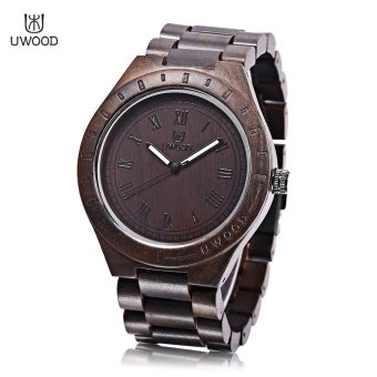 UWOOD UW - 1001 Male Quartz Watch Wooden Case Luminous Pointer Daily Water Resistance Wristwatch (Brown) - intl